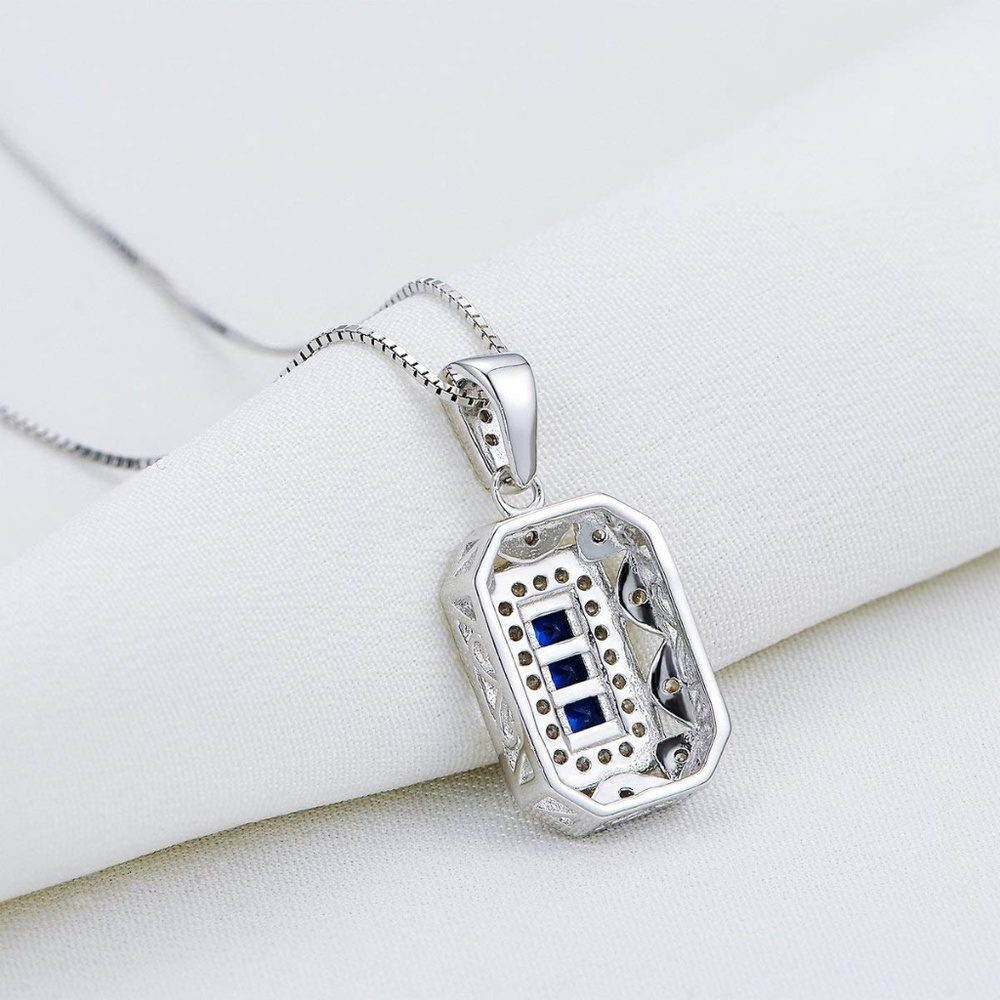 💙 Vintage-Inspired Blue Sapphire Pendant - 925 Sterling Silver - Picture 2 of 7